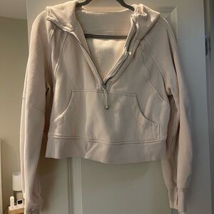 Cream Lululemon Scuba half zip with hood sz xs/s